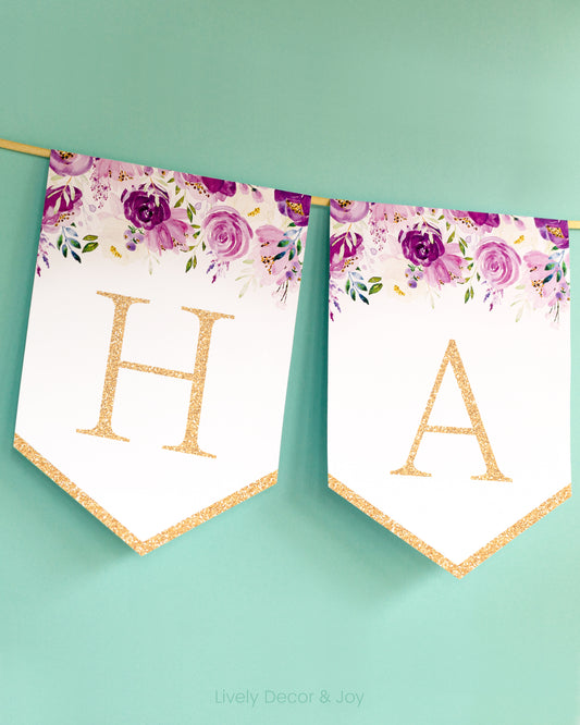 All Letters and Numbers: Purple & Pink Printable Floral Banner – Lively  Decor & Joy