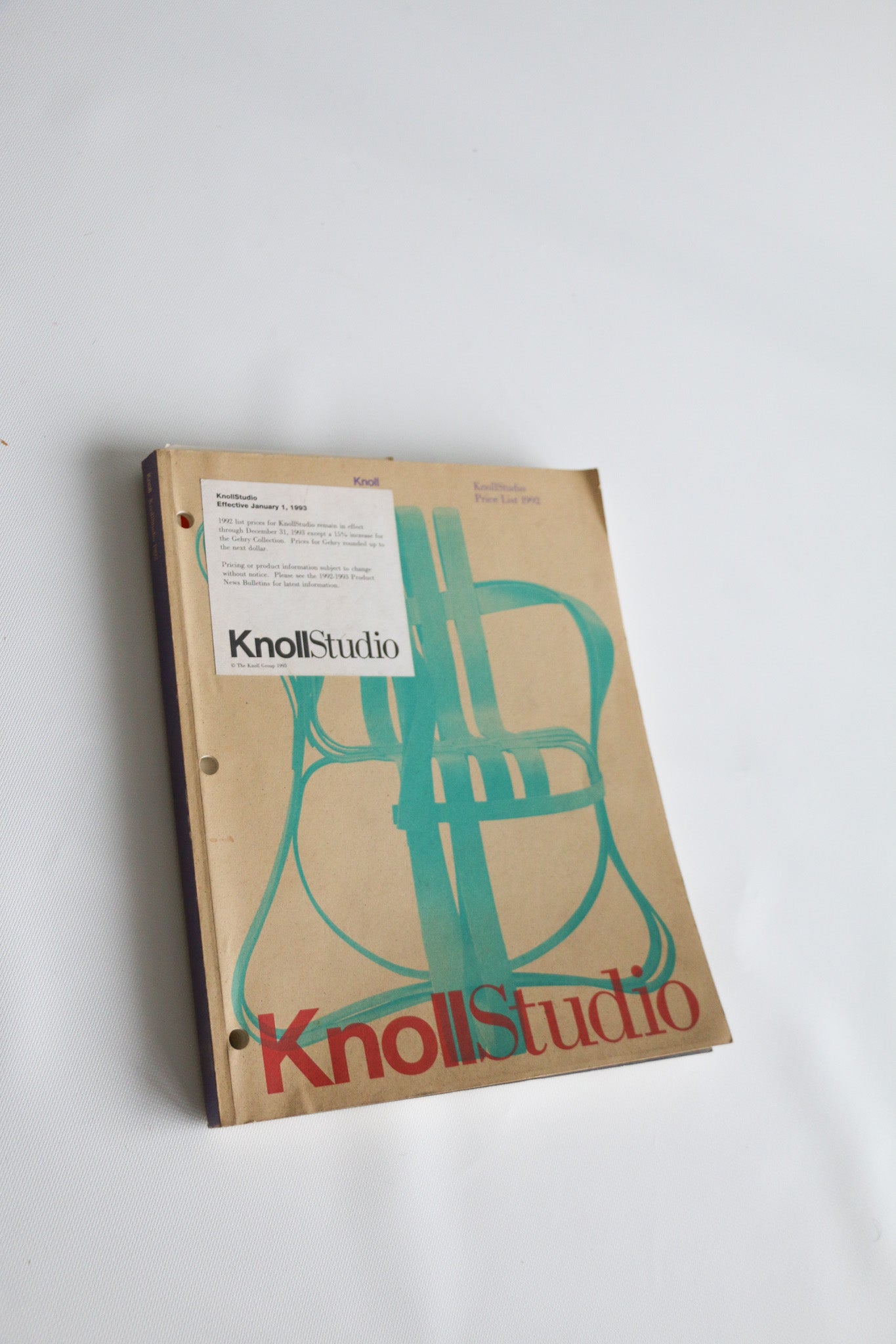 1992 Knoll Studio Catalog and Its Price List