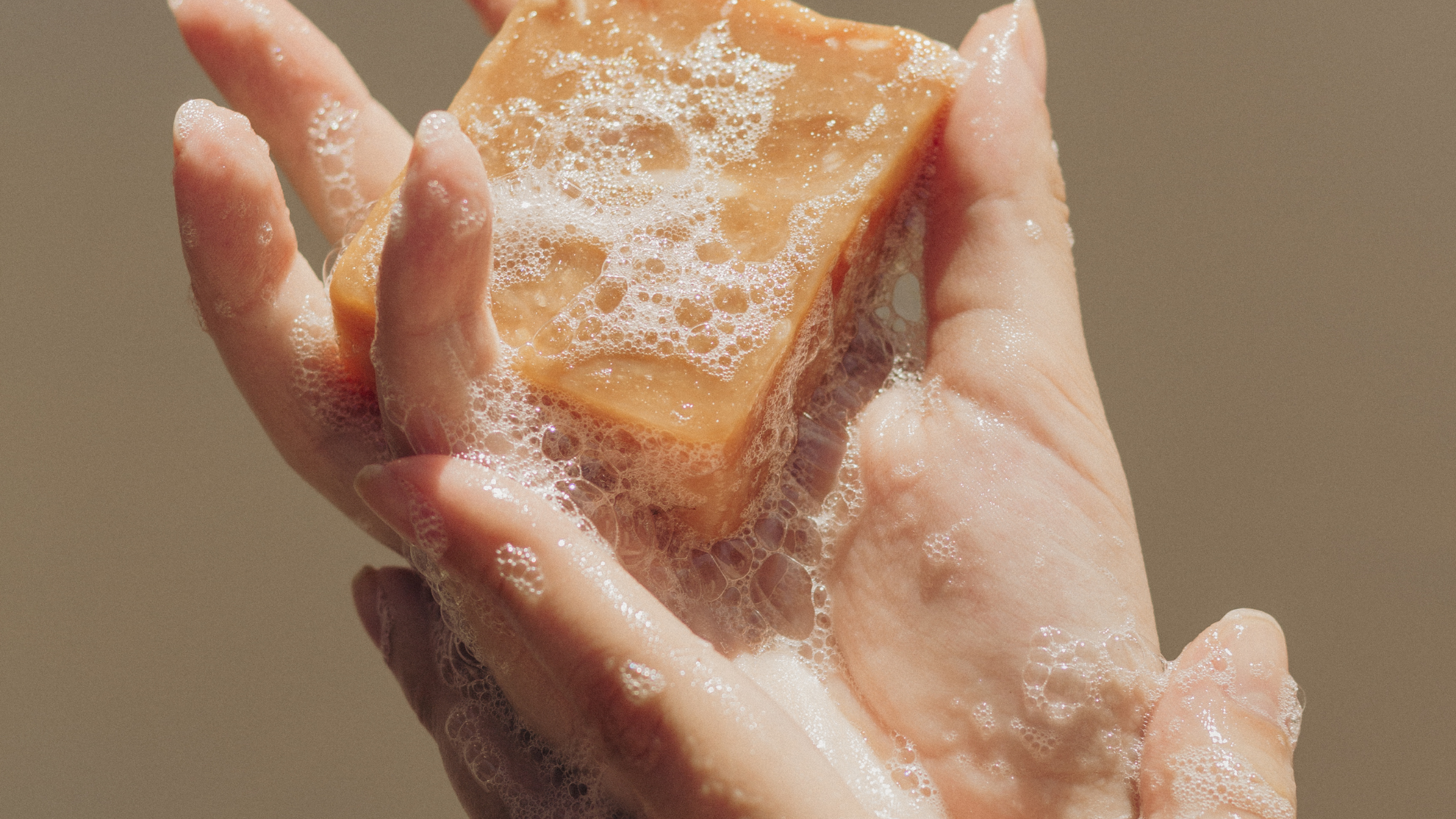 Bar Soap Lather in Hands