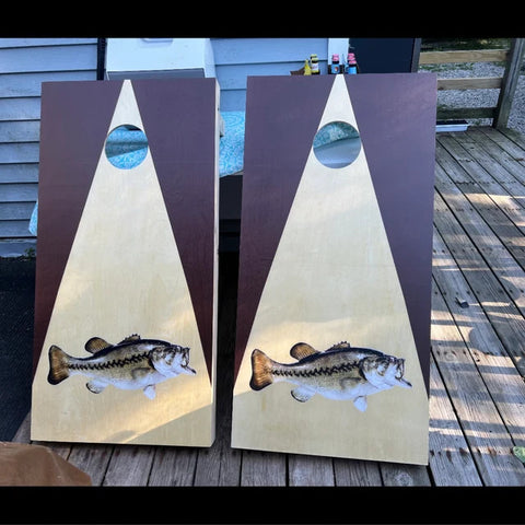 fish themed cornhole boards for the bbq