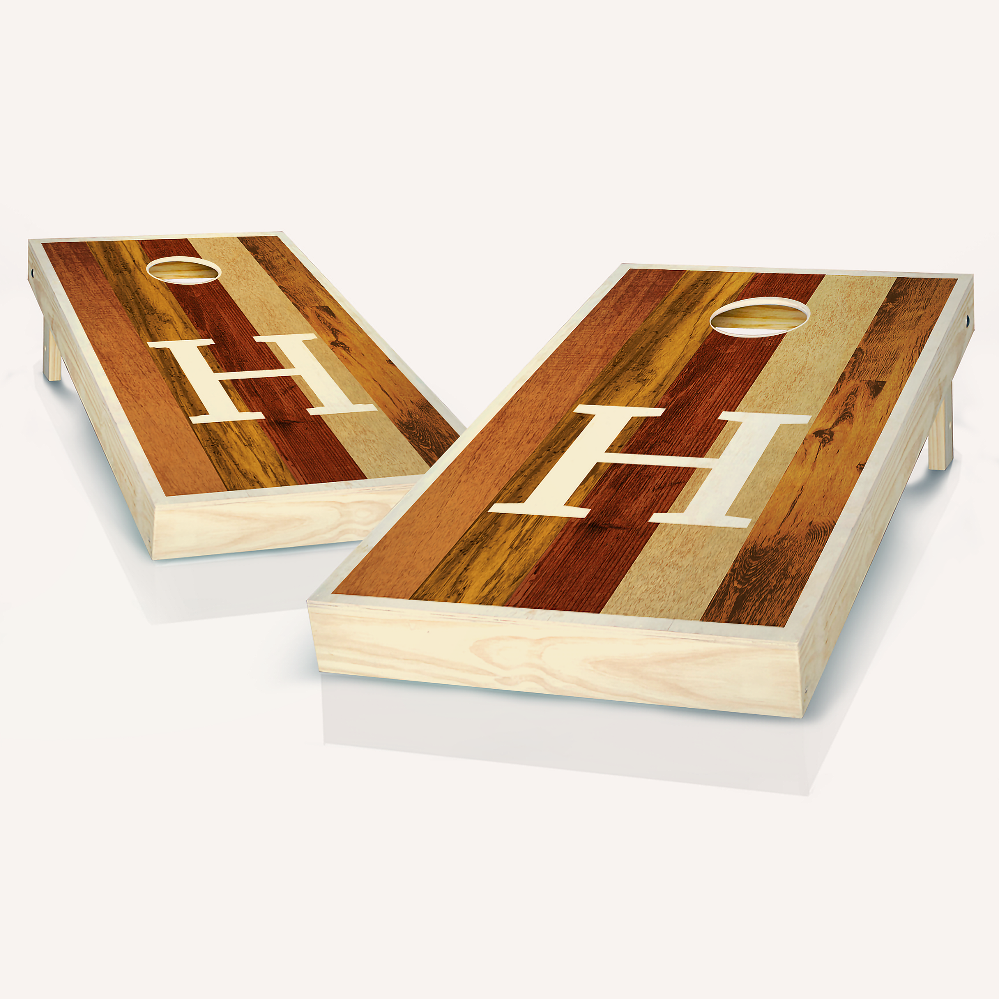 Personalized White Multicolor Monogram Cornhole Set