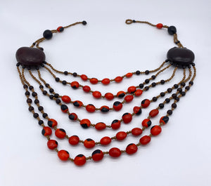 Brillante Muslo Levántate Collar de seis hebras de semillas negras y rojas – Littleworldwonder