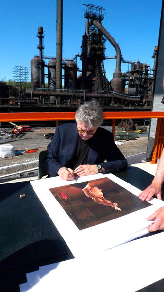 Steve Miller signing art print by Storm Thorgerson