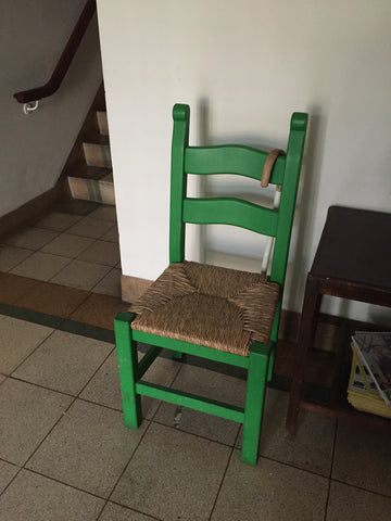 Chair from 10cc's Clever Clogs in the entrance to StormStudios with Storm's cane