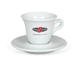 ESPRESSO PARTS 8oz Latte Cups W/Saucers Black And White Cafe Style (BLUE, 2)