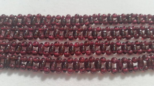 Garnet Rice Double Drill with Round Beads. Length 16", Garnet Rice shape , Garnet fancy shape .