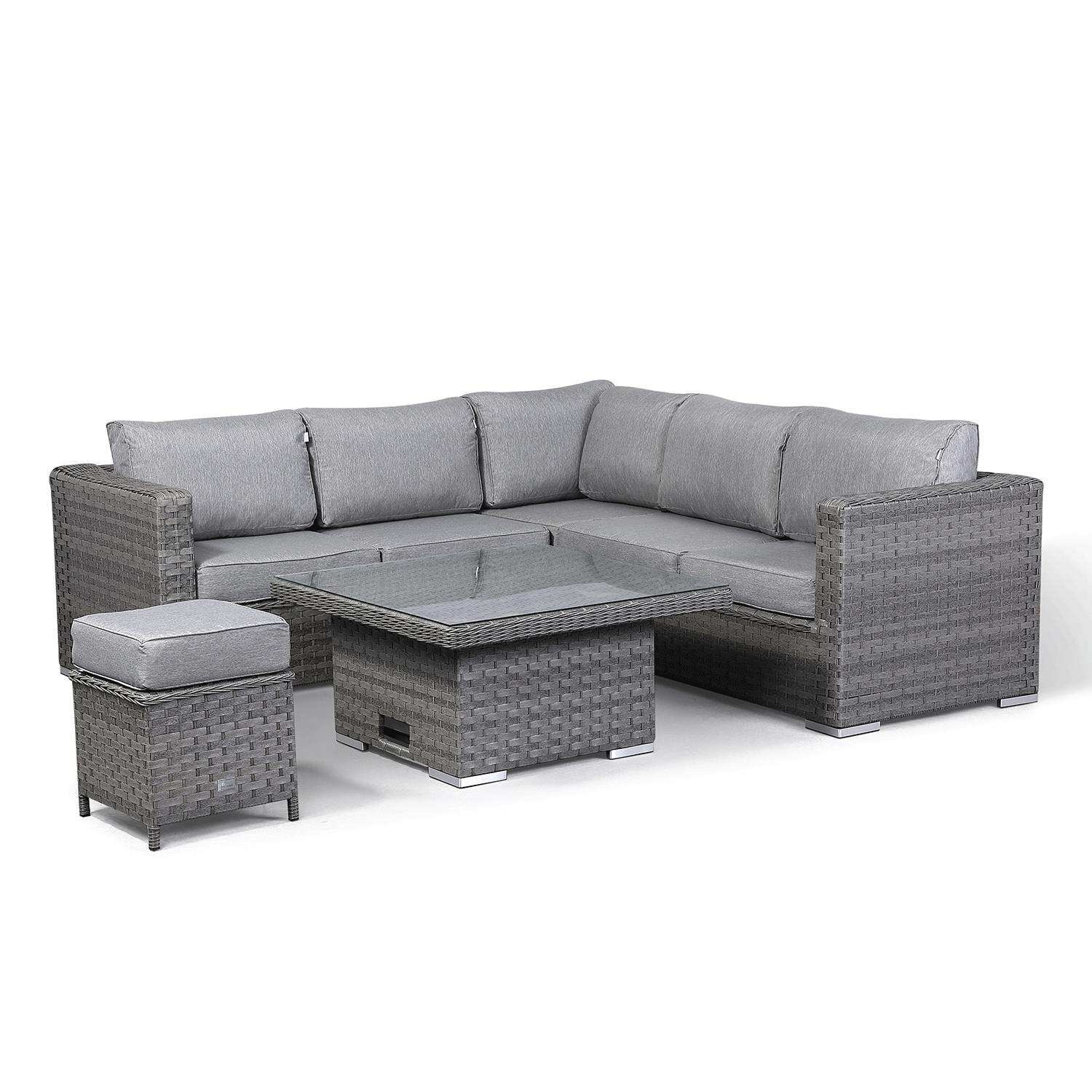 Dark Grey Patio Outdoor Garden Furniture Rattan Seat Corner Sofa Set ...