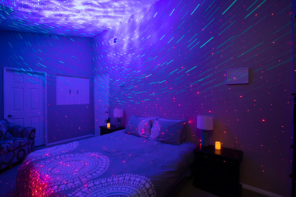 colorful lighting in bedroom