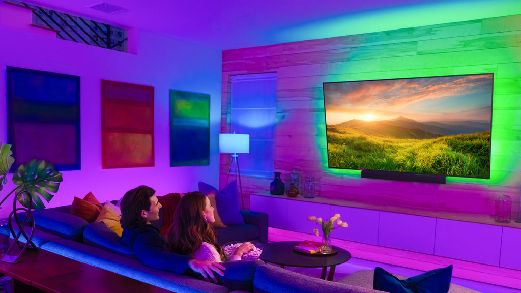 blissglow multicolor strip lights in living room