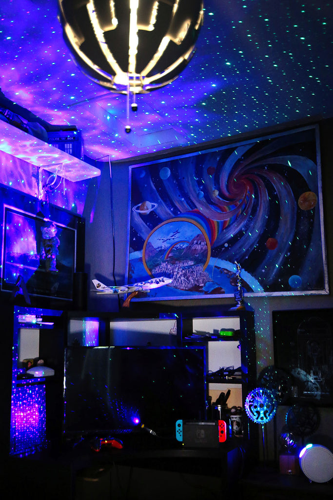 basement galaxy lights