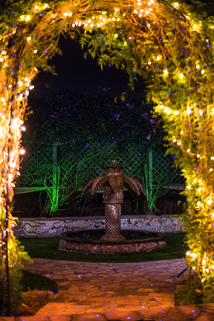 fountain with energy efficient laser and led lights