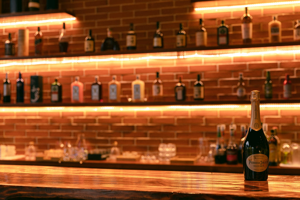 wine cellar shelves with led accent lighting