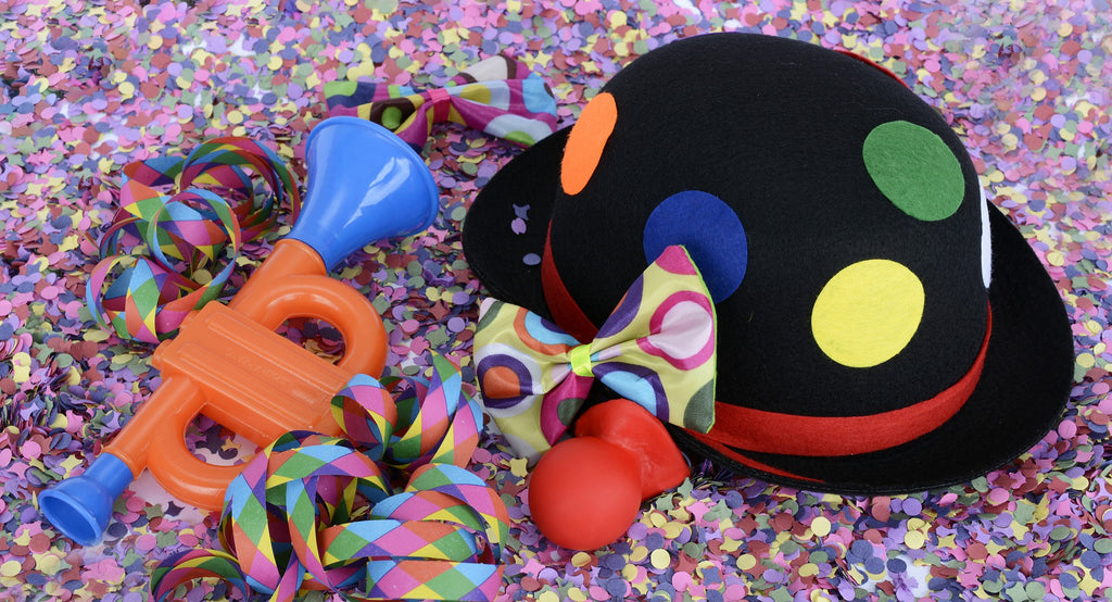 party popper with hat and confetti