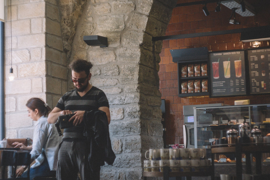 coffee shop with timed lights