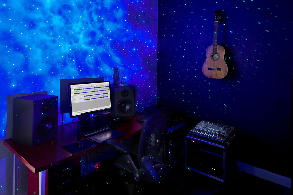music room with sky lite galaxy light
