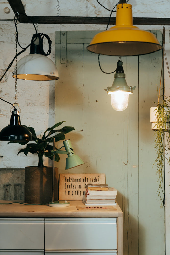 contrasting light fixtures