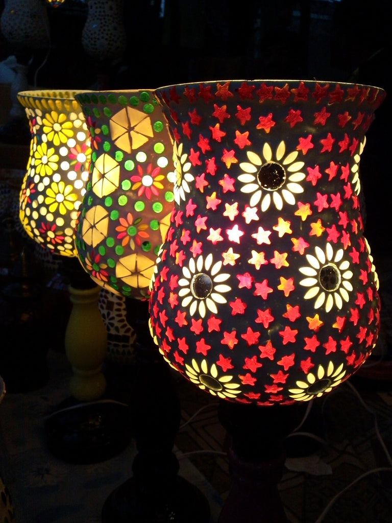 colorful lampshades accent lighting