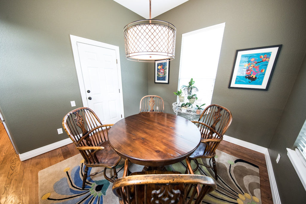 area rug in dining room