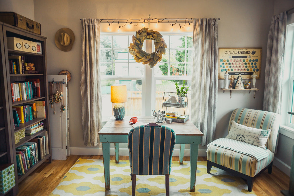 string lights on curtain rod