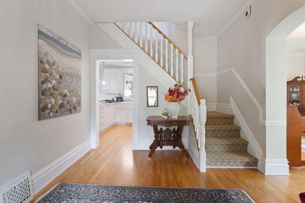 entryway with bold art