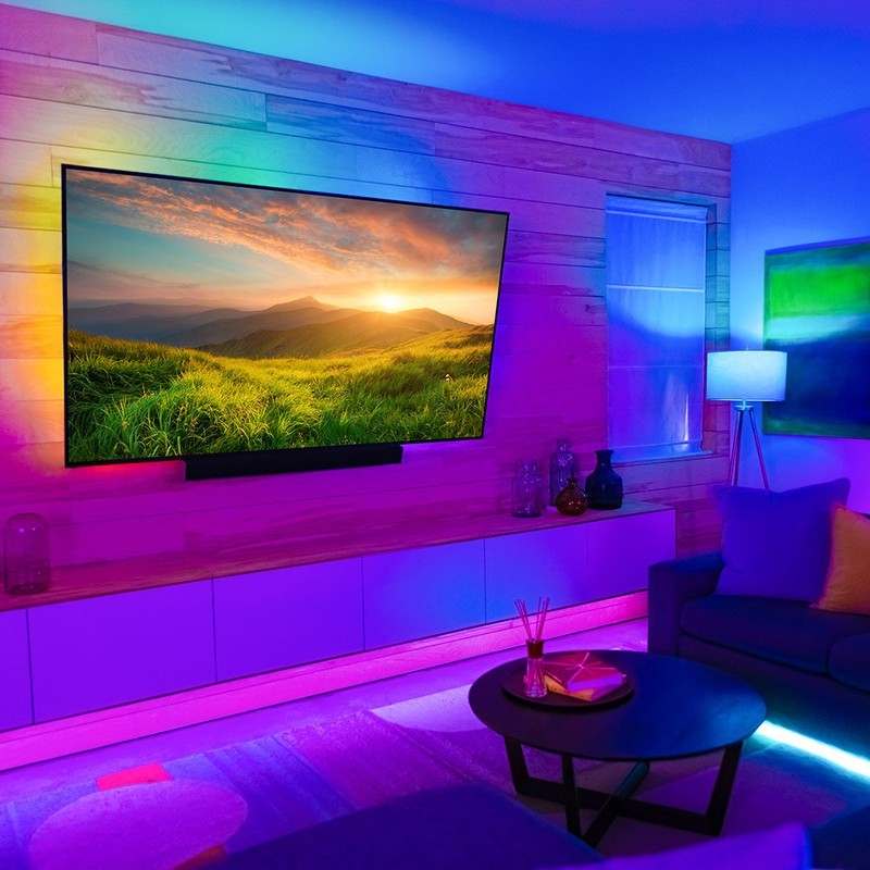 blissglow multicolor led lighting in living room