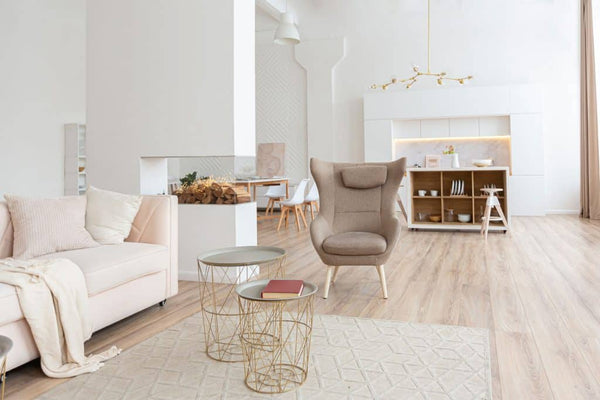 a beautiful soft tone contemporary living room interior design