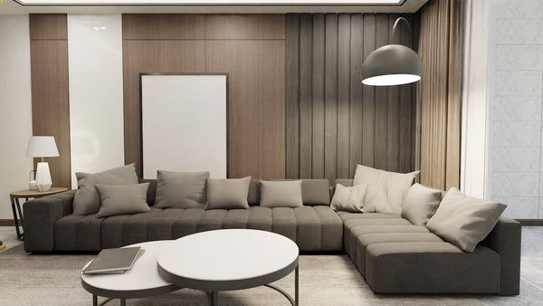 large grey living room L-shape-sofa