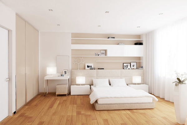 minimalist white bedroom