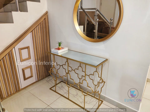 corner piece console table and mirror