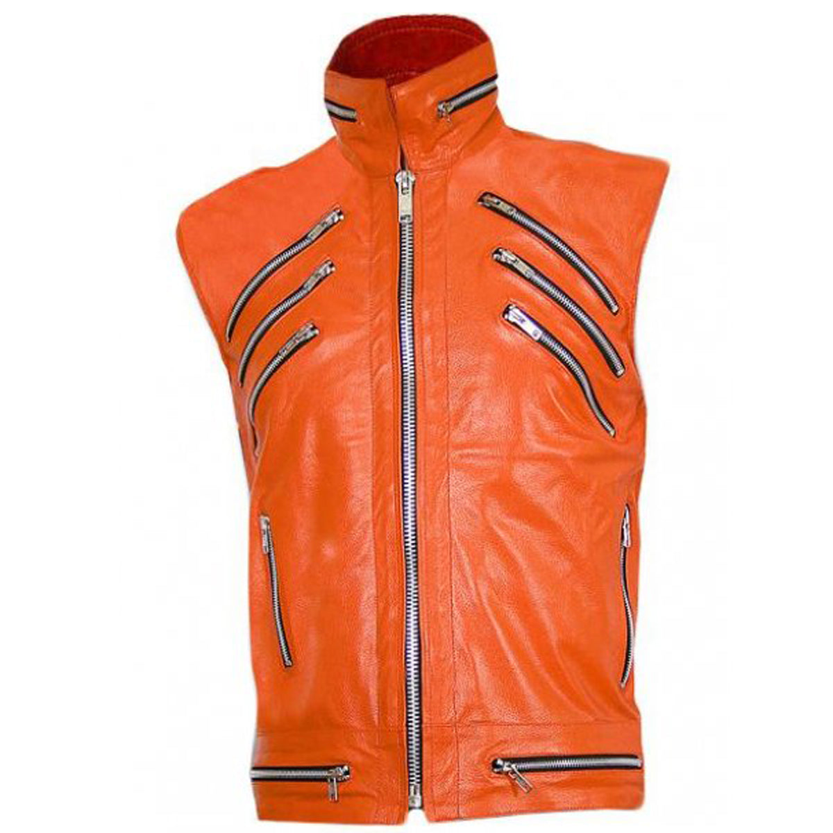 orange leather vest