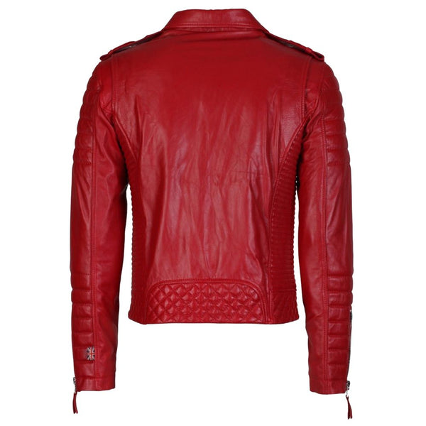Men Supreme Red Biker Fashion Leather Jacket | Mens Fashion