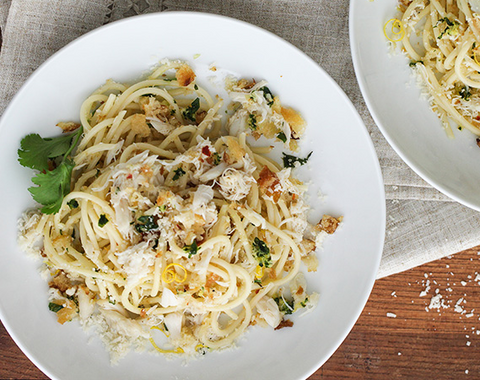 Crab pasta with gremolata