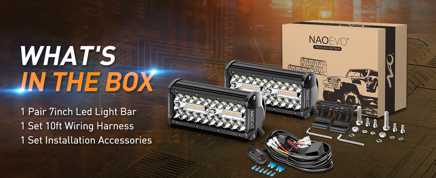 7 inch led light bar white amber