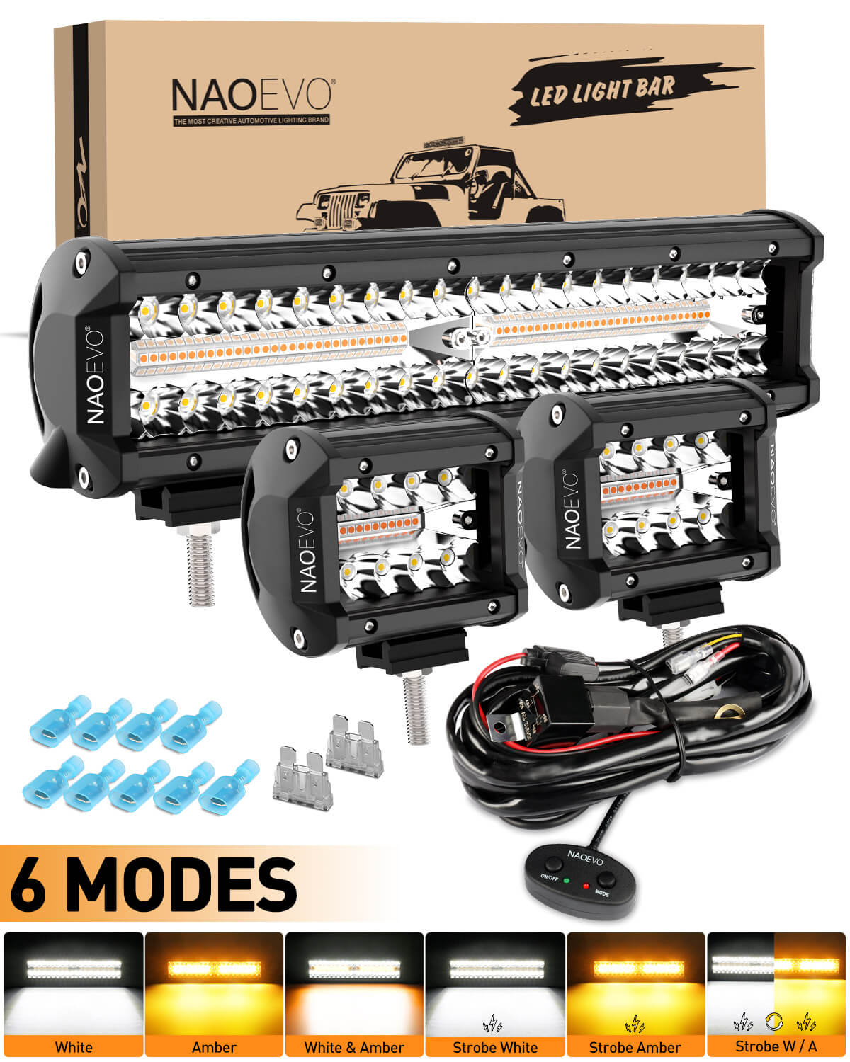 7 Inch 240W White LED Light Bar with Spot Flood Combo Beam – NAOEVO