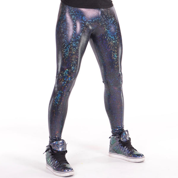 Sparkle Grey Silver Holographic Meggings: Men's Disco Leggings - Festi –  Funstigators