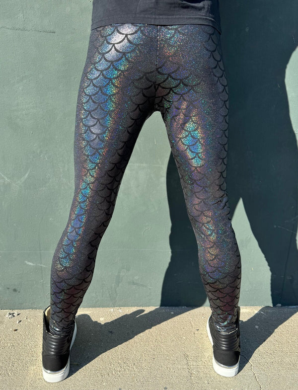 Snake Silver: Holographic Iridescent Silver Snake Skin Meggings