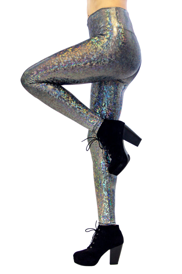 Women's Disco Daze Black Holographic Leggings – Funstigators