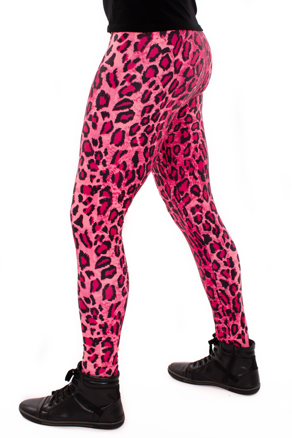 Leopard Purple Animal Print Meggings - Mens Party Leggings