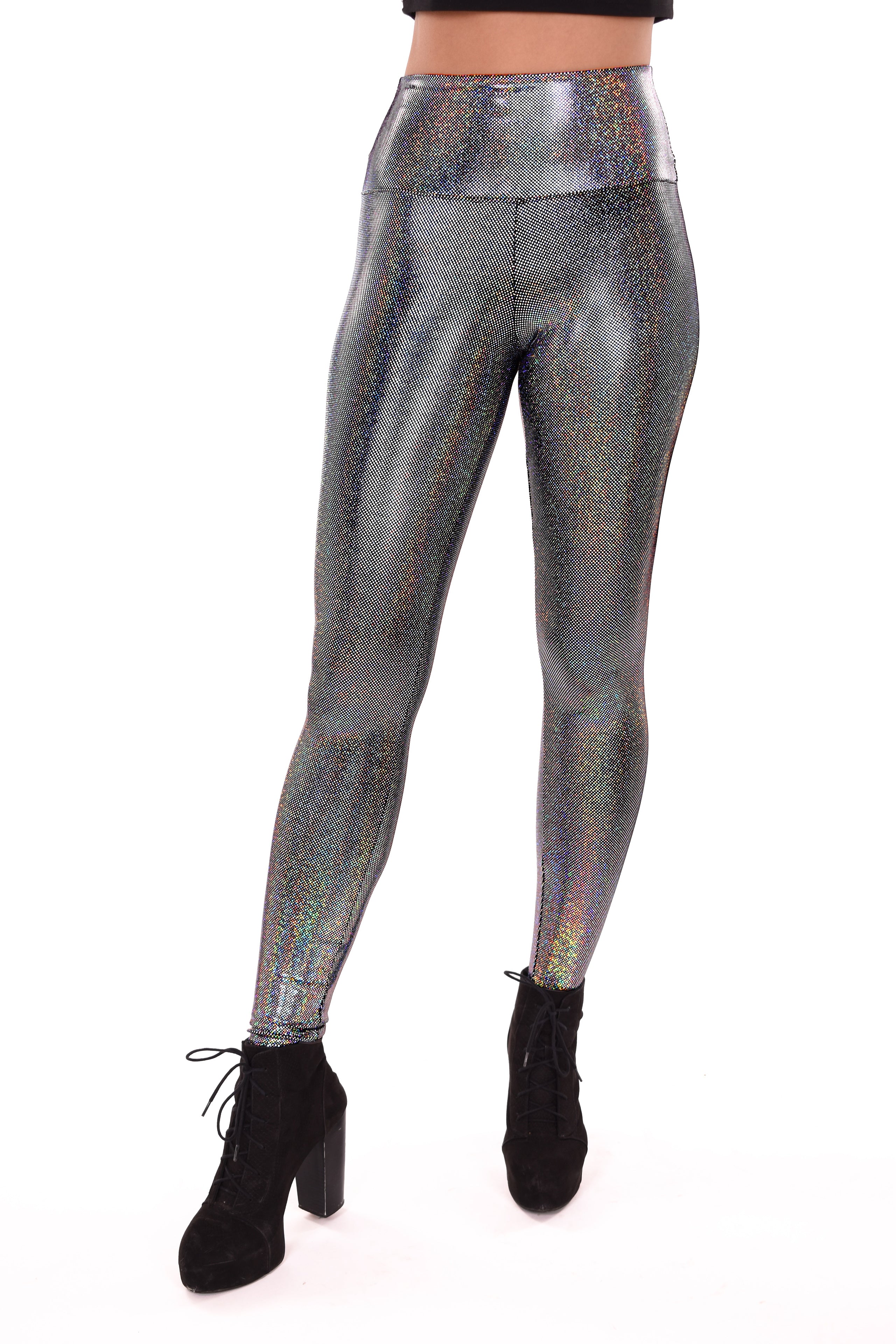 Women's Silver Dancer Disco Iridescent Holographic Leggings – Funstigators