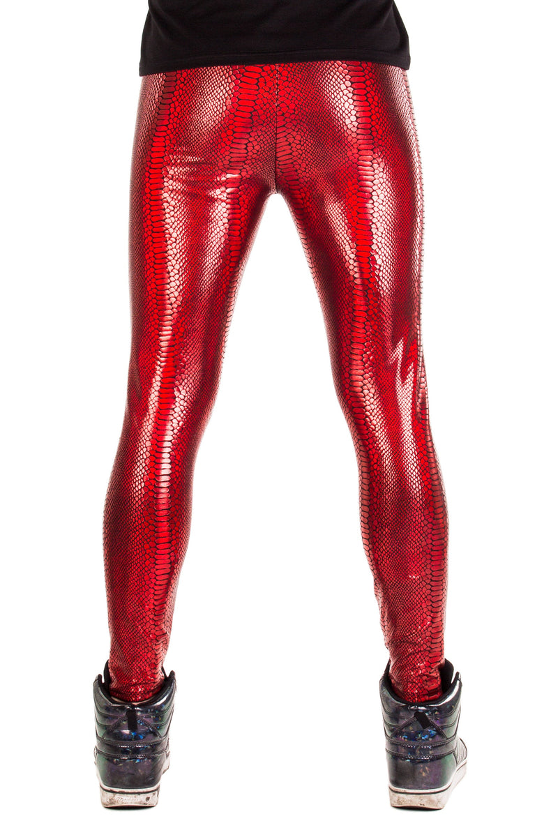 Snake Red: Iridescent Ruby Red Snake Skin Meggings - Men's Leggings ...