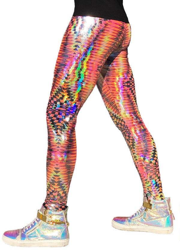 High Waisted Turquoise Holographic Disco Mermaid Leggings, Tirade 13