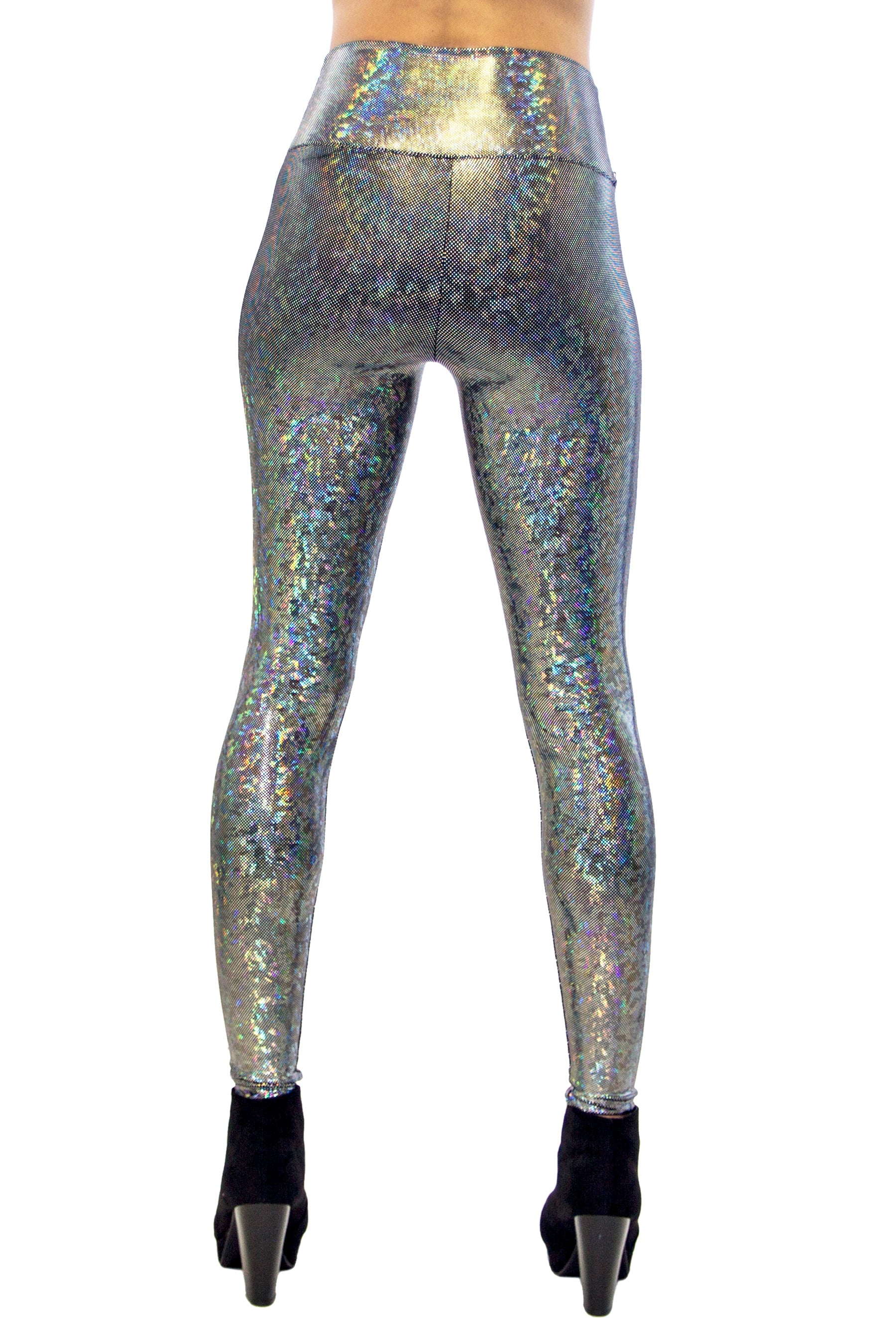 Women's Dimensional Disco Holographic Silver Leggings – Funstigators