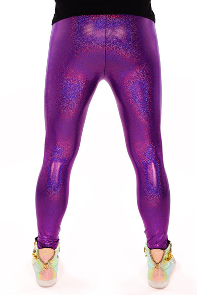 Holographic Purple Meggings: Men's Disco Leggings - Festival Clothing ...