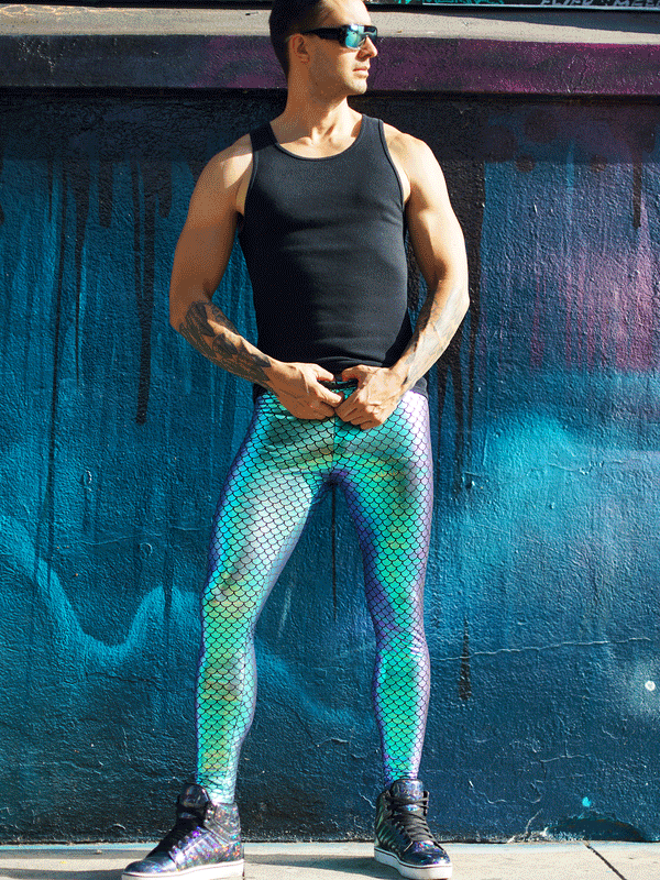 Rainbow Mermaid: Holographic Merman Meggings - Rainbow Mermaid Scale M –  Funstigators