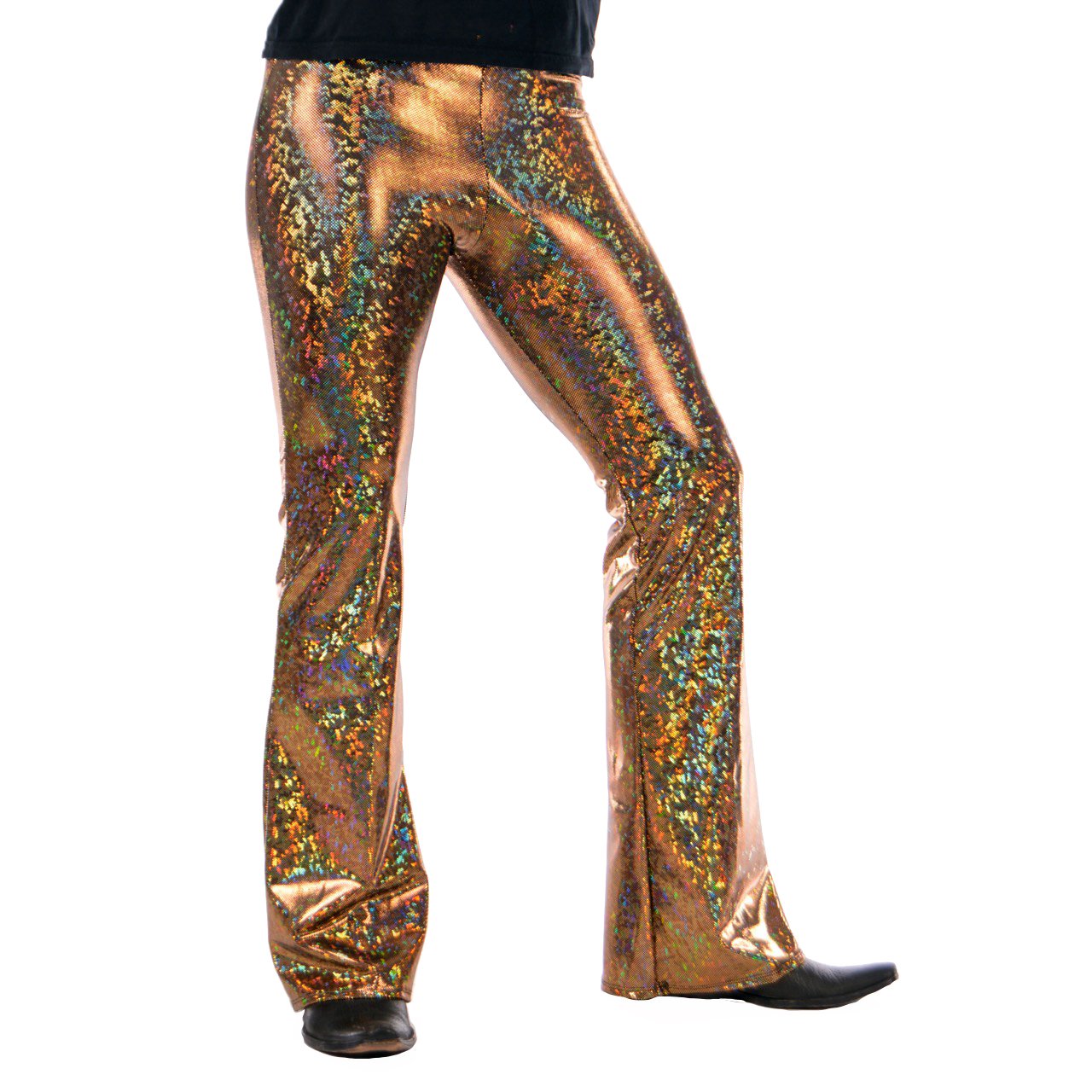 Disco Gold: Holographic Golden Mens Flares - 70's Mens Bell Bottoms ...