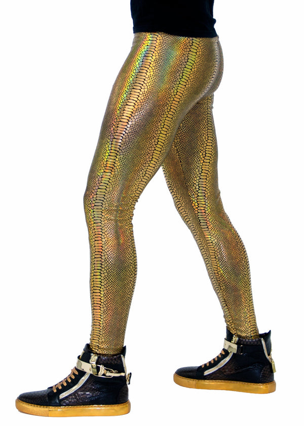 Women's Snake Silver Print Leggings: Holographic - Sassy Silver –  Funstigators
