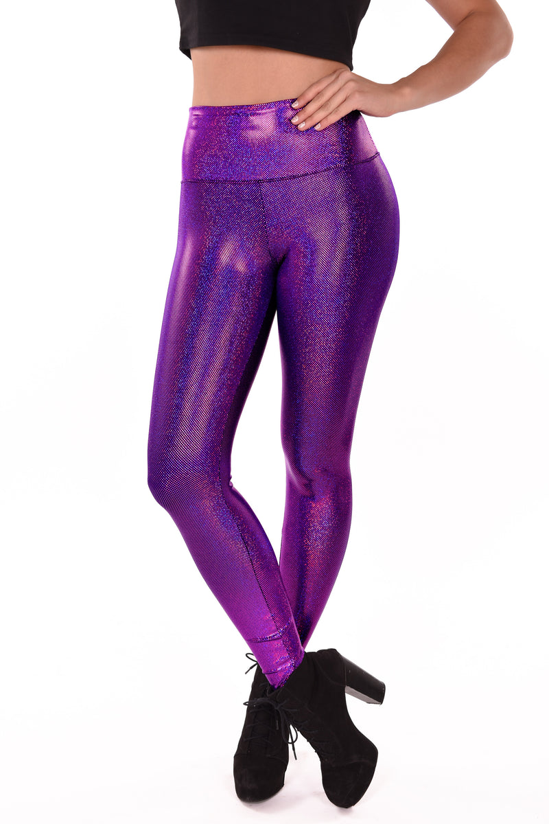 Women's Amazing Amethyst Purple Holographic & Iridescent Leggings ...