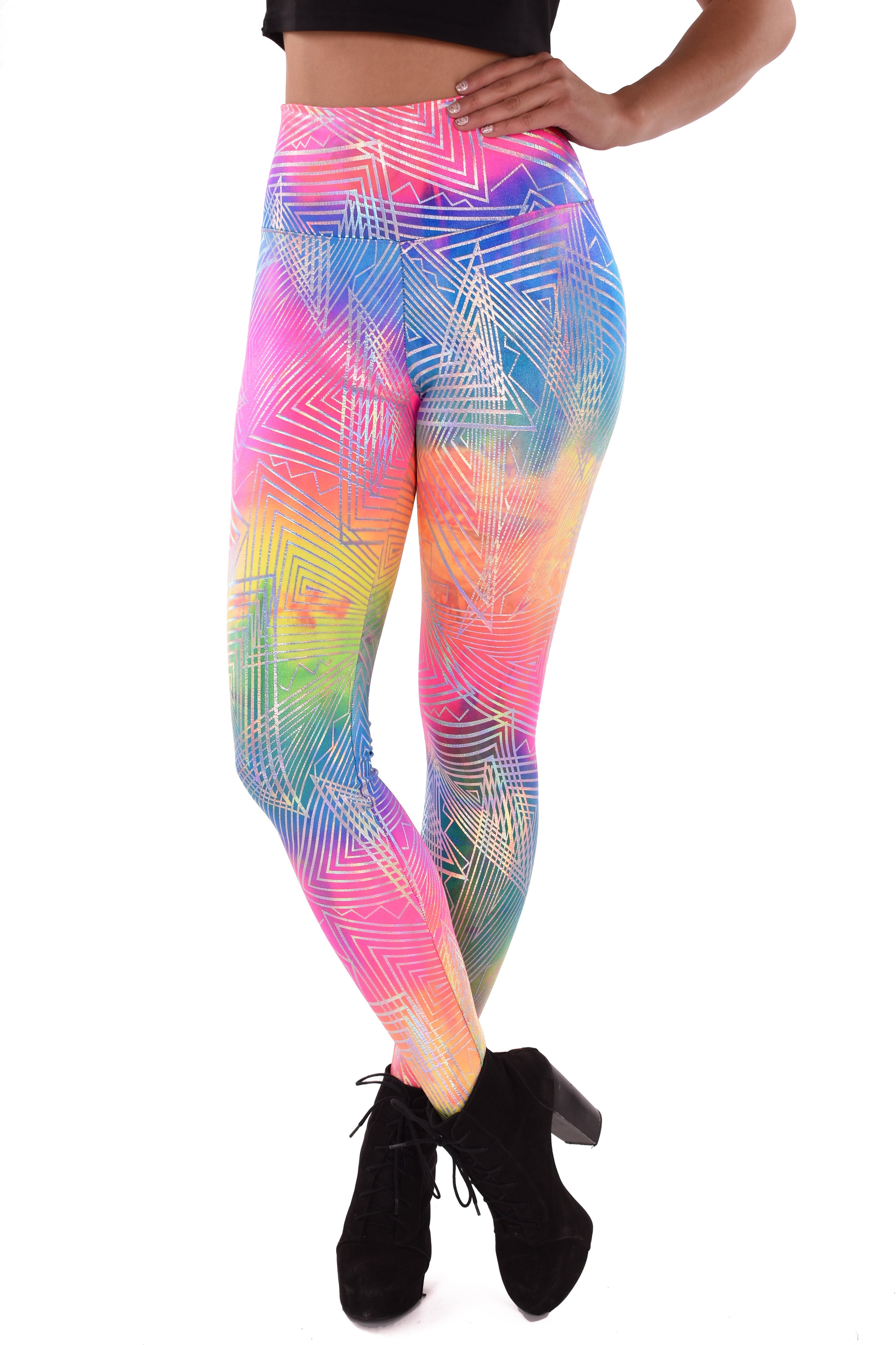 Women's Rainbow Disco Daze Leggings: UV Reactive & Holographic ...