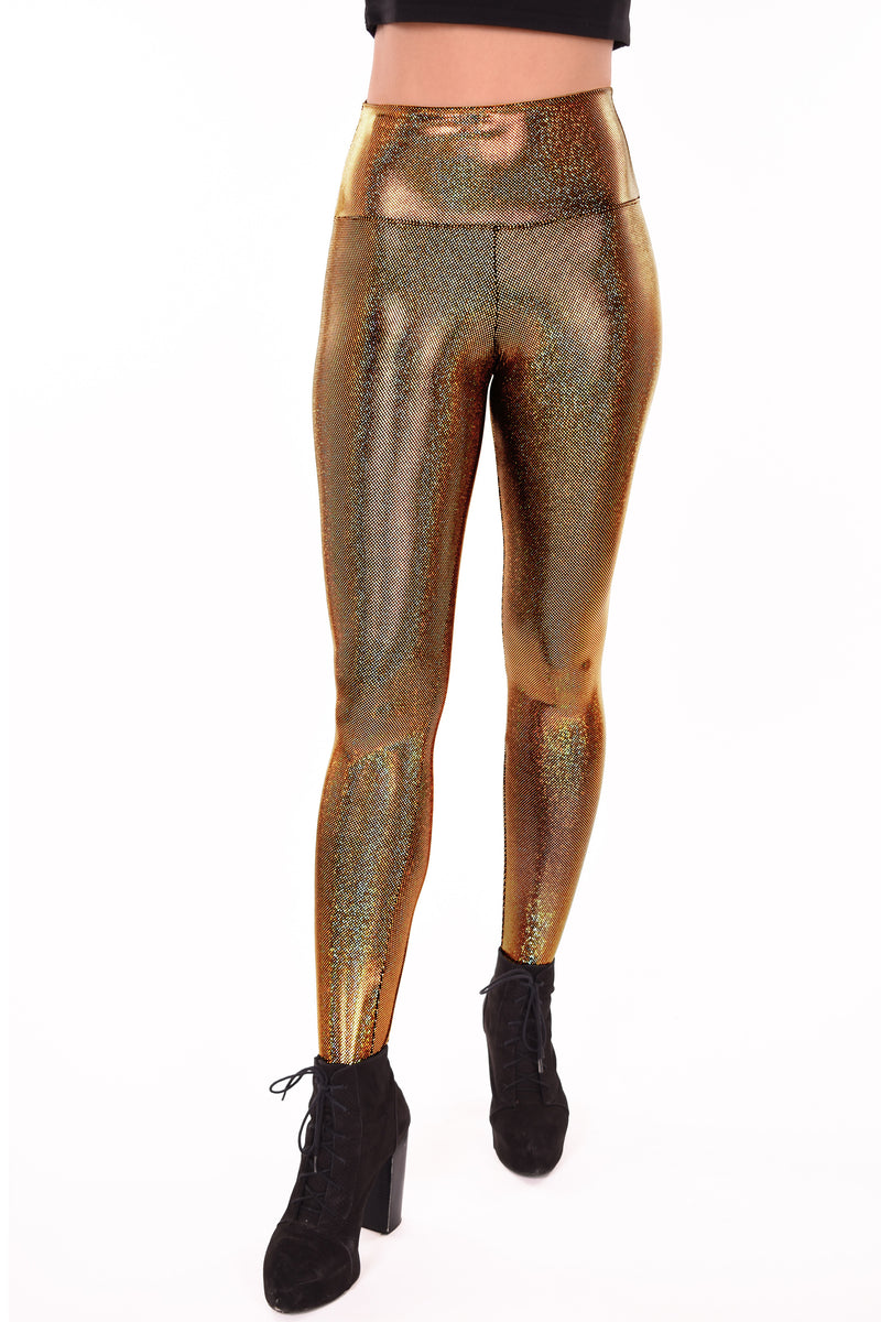 Women's Disco Dames Gold Iridescent Leggings – Funstigators