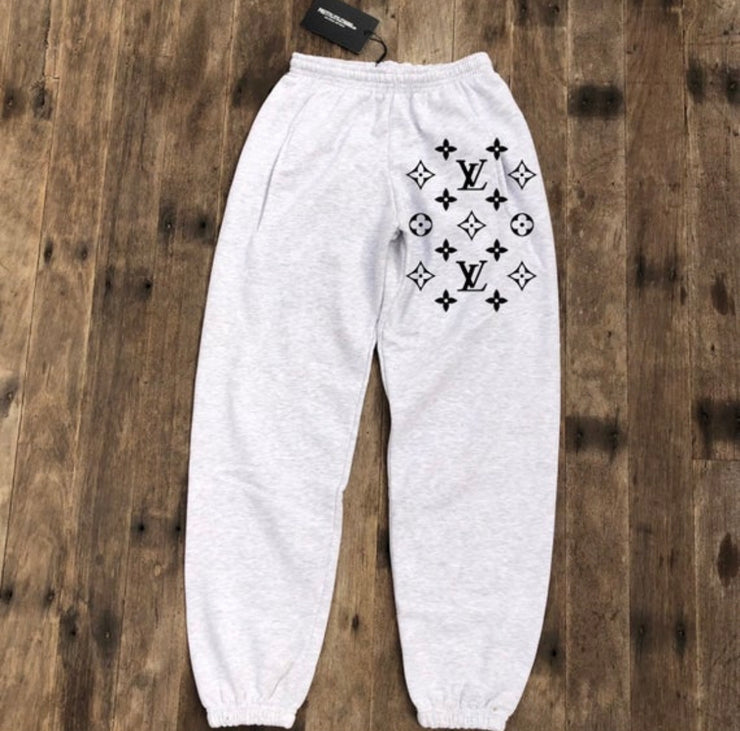 RARE LV Logo Sherpa White Sweatpants